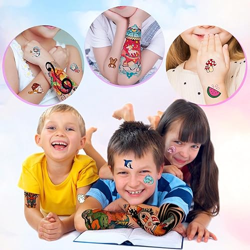 Miniatura 5 de 52 tatuajes temporales de Halloween para niños de brazo completo para niñas y niños, calabaza, fantasma, castillo, monstruo, unicornio, cuerpo,