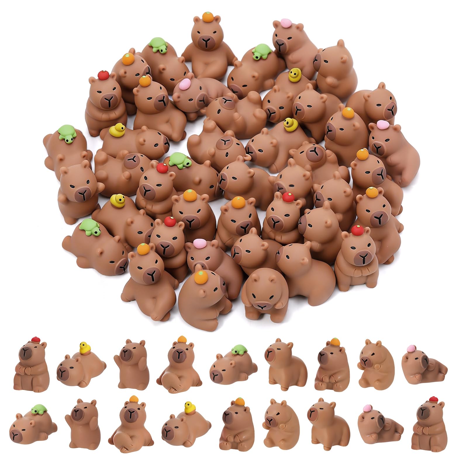 GSrenyu 45 Pcs Mini Capybara Figures 9 Styles Mini Resin Capybaras Cute Capybara Figurines Resin Animals Miniature Figurines Tiny Animals for Garden Moss Landscape Dollhouse Tabletop Party Decor DIY