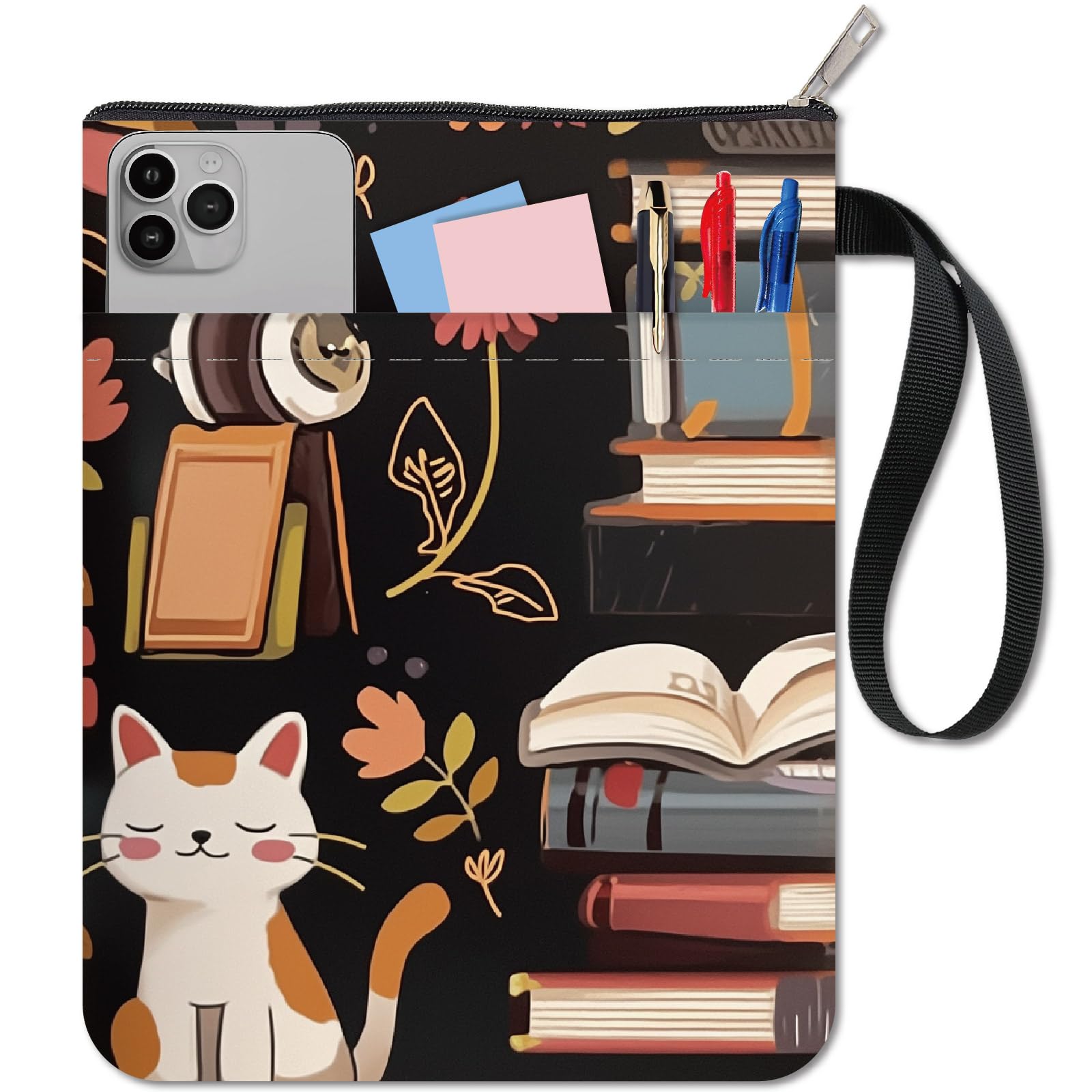 CRASPIRE 11x8.7 Cat Book Covers Sleeve Animal Reading Books Warm Notebook Wraps Fabric Book Protector with Zipper Front Pocket Washable Reusable for Book Lovers Readers Paperback Gift Book Decoration