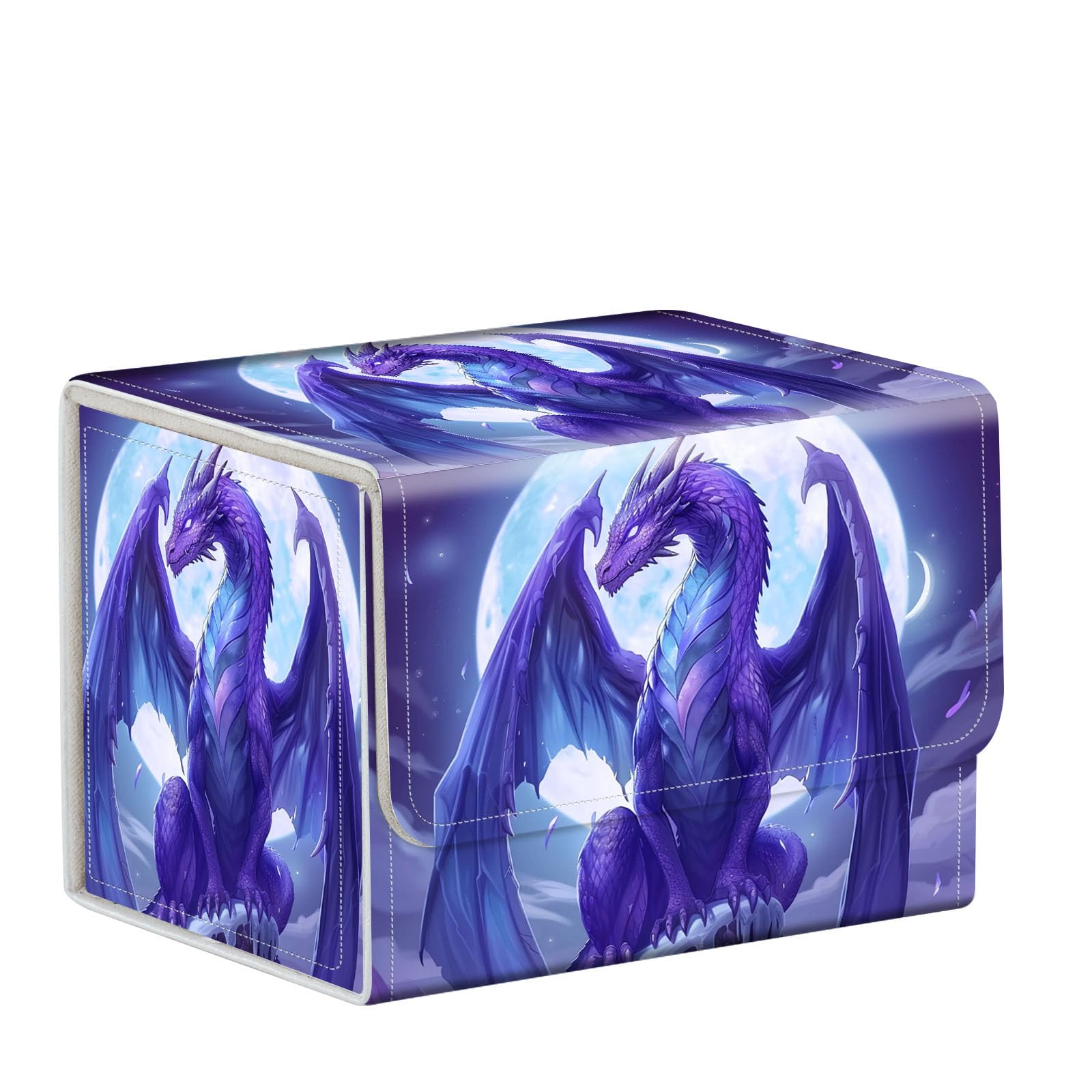 ETLKJVBL for MTG Card Storage Solution, Purple Night Sky with Dragon for MTG Card Box and Commander Decks, High Capacity Anime Card Sleeves for Mtg Deck Box, Designed Specifically for Mtg Players