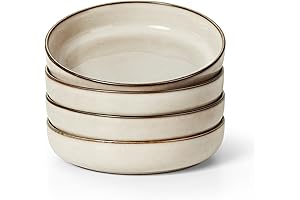 Herogo Salad Plates Set of 4: 37oz Bowls for Salads, Soups, and Cereals