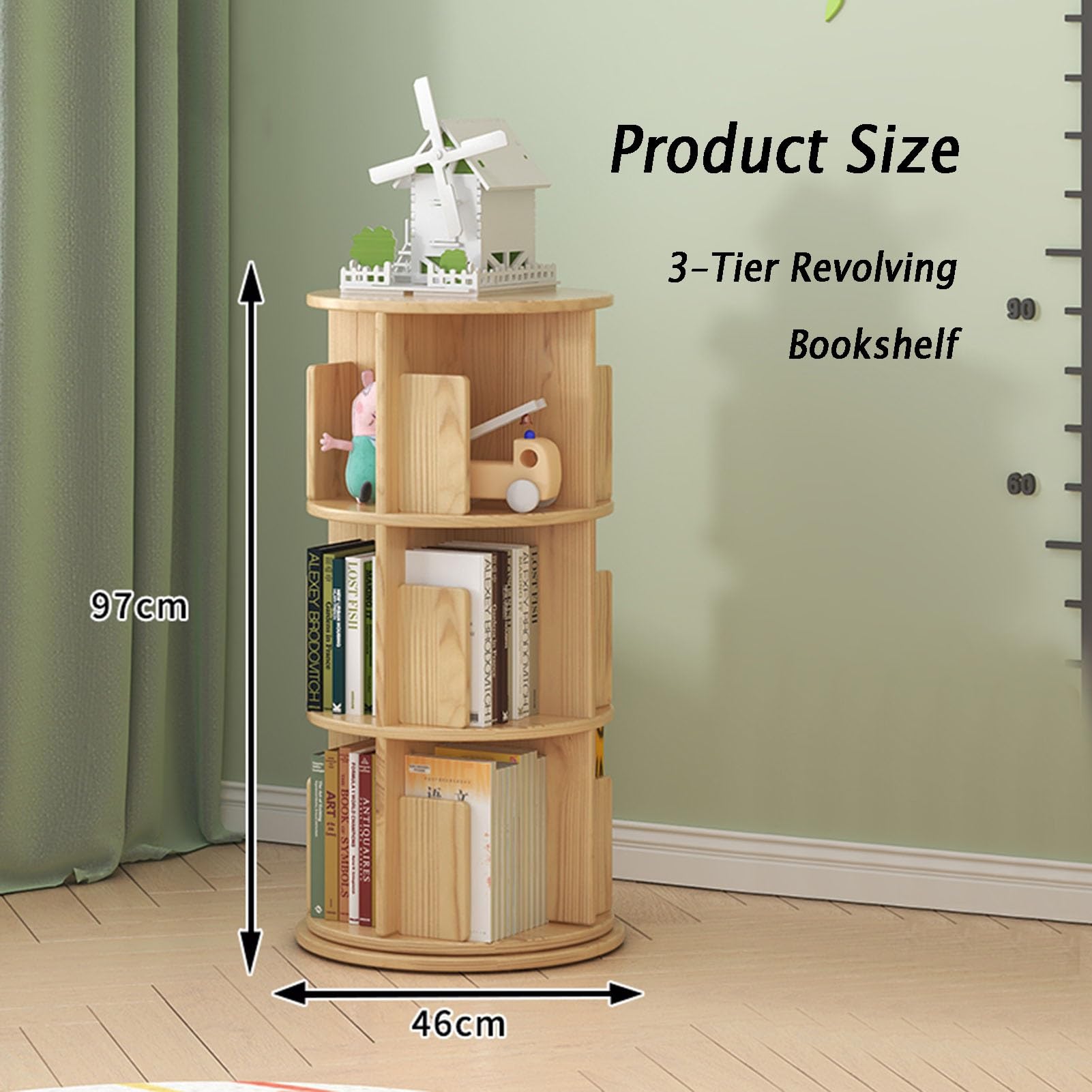 Amazon.co.jp: 360°回転本棚タワー、6段ディスプレイ本棚、小さな