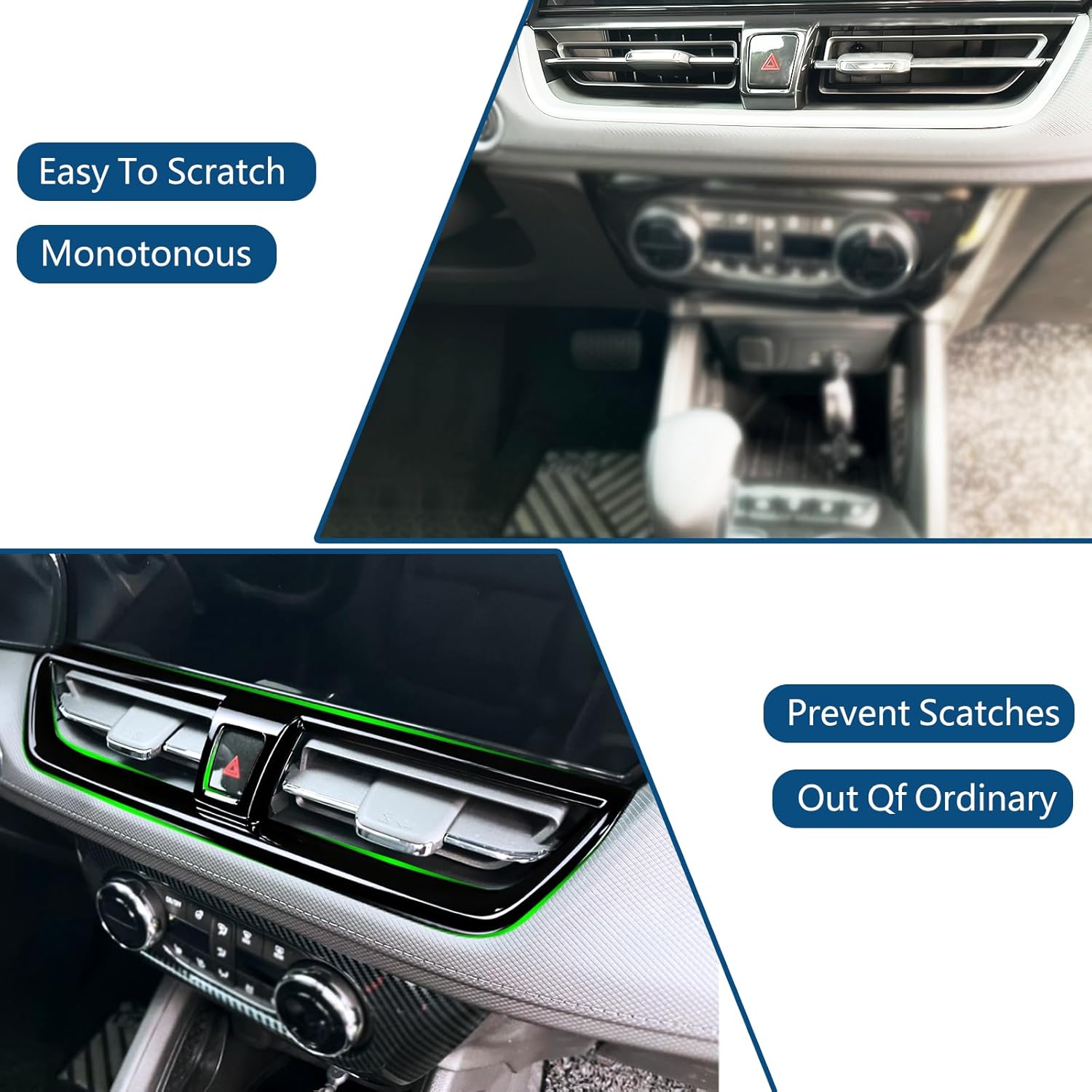 Center Console Dash Middle AC Air Condition Vent Panel Outlet Cover Trim for Chevrolet Trailblazer 2024-2026 Interior Accessories (ABS Gloss Black)