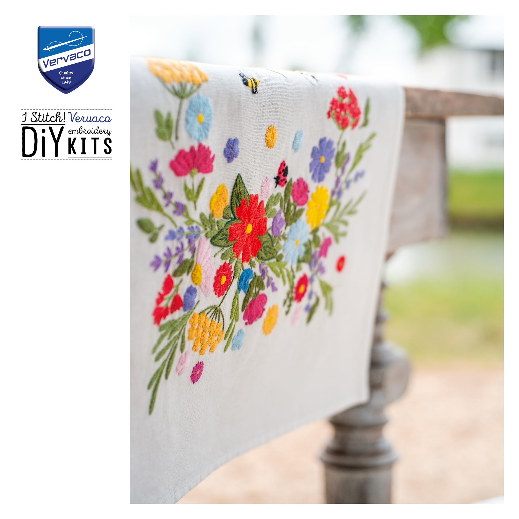 VERVACO Kit Centrotavola Ricamo Prestampato MONDO FLOREALE Set Ricamo Biancheria Da Tavola ca. 35 x 95 cm Set Fai Da Te Creativo Size Kit Hobby Creativi Adulti Casa Decor Embroidery Embroidery Runner