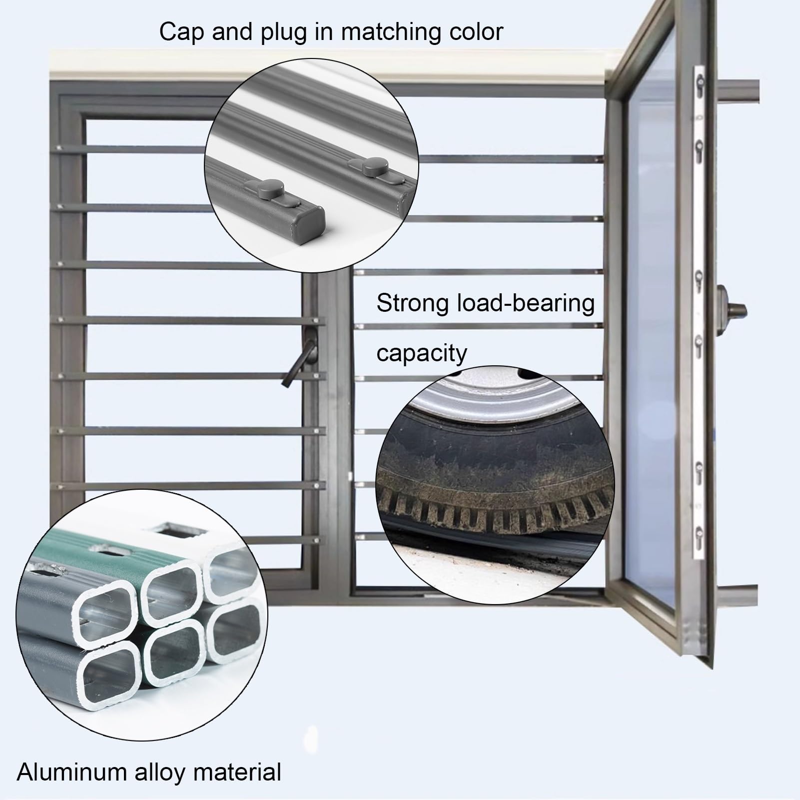 Barras de seguridad de aluminio para ventanas anticaídas para dormitorios y salas de estar, bloqueadores temporales de ventanas para seguridad infantil, ajustables, 120 cm de longitud