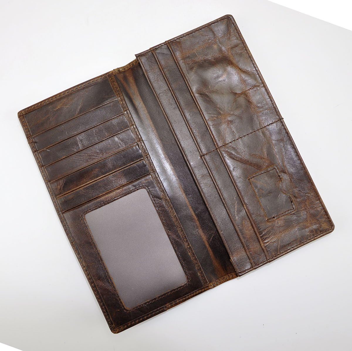 Le'aokuu Mens Genuine Leather Bifold Wallet Organizer Checkbook Card Case(0 1019 A Coffee) - Image 9