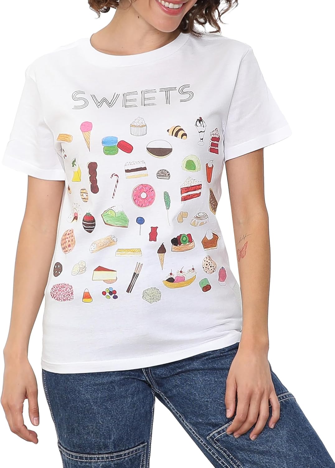 Unfortunate Portrait Women's Sweets Short Sleeve Shirt Small White