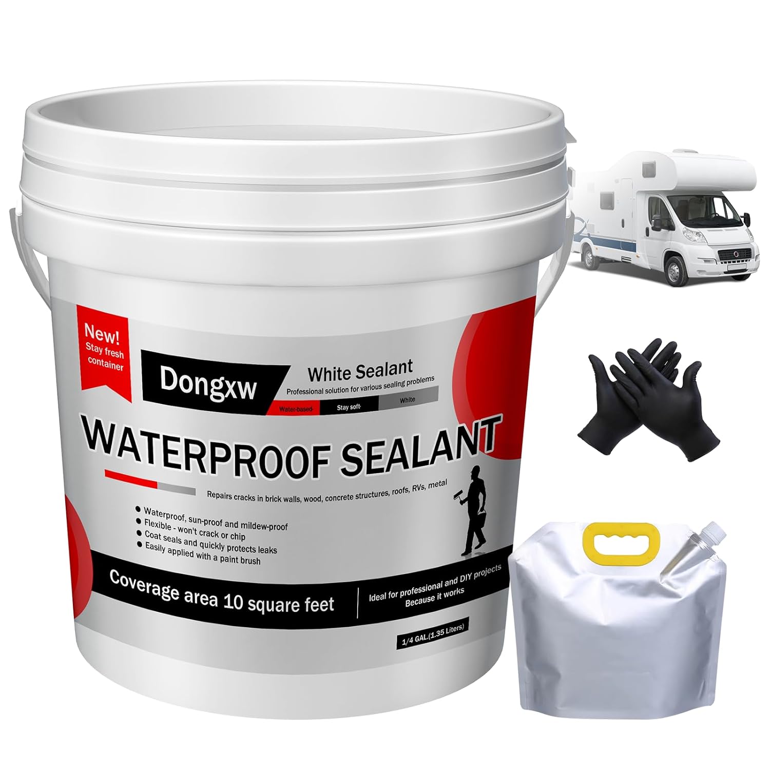 RV Silicone Sealant,Self-Leveling Lap Sealant White, RV Roof Sealant for Camper Roof Repair, RV Caulk – Stop Leaks, UV-Resistant, Weatherproof and Sturdy