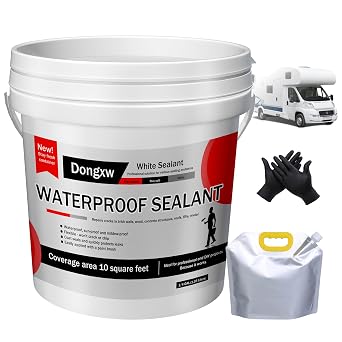 RV Silicone Sealant,RV Roof Sealant, Self-Leveling Lap Sealants and Weatherproof RV Caulk for Camper Roof Repair and Leak Prevention, UV-Resistant, Durable, Easy to Apply, 1/4 Gallon White