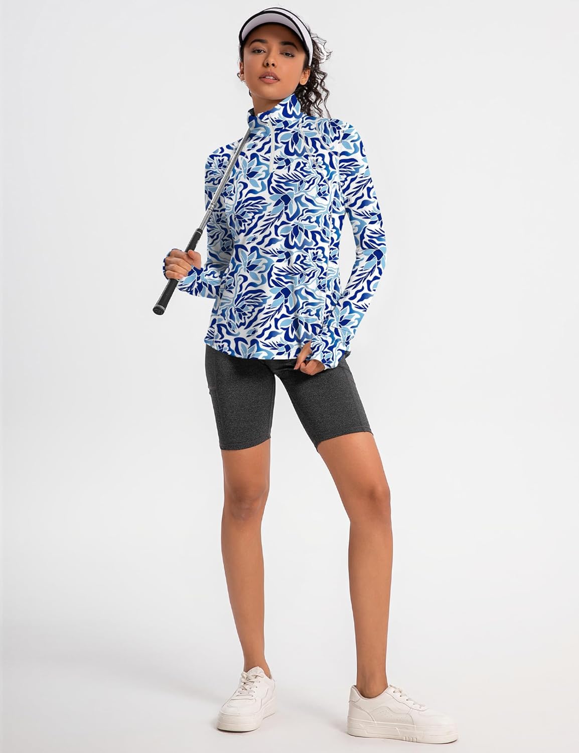IECCP Womens Long Sleeve Golf Shirts Sun Protection 1/4 Zip Pullover Summer Quick Dry Athletic Hiking Running Workout Tops