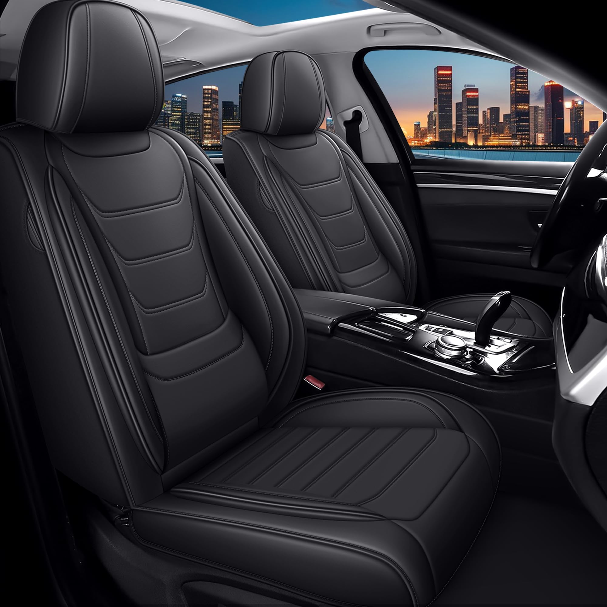 Für 99% Hyundai-Modelle sitzbezüge | Autositzbezüge Komplett Set Universal in Premium-Optik | Auto Sitzbezüge Airbag Geeignet | Wasserdicht Sitzbezug Einfach zu montieren (Vollsatz, Schwarz)