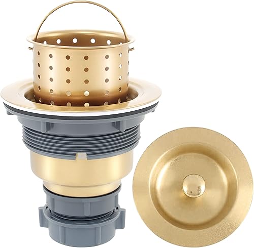 Miniatura 2 de LQS Conjunto de drenaje para fregadero de cocina, colador de fregadero de cocina con cesta de basura extraíble profunda, brida de eliminación de
