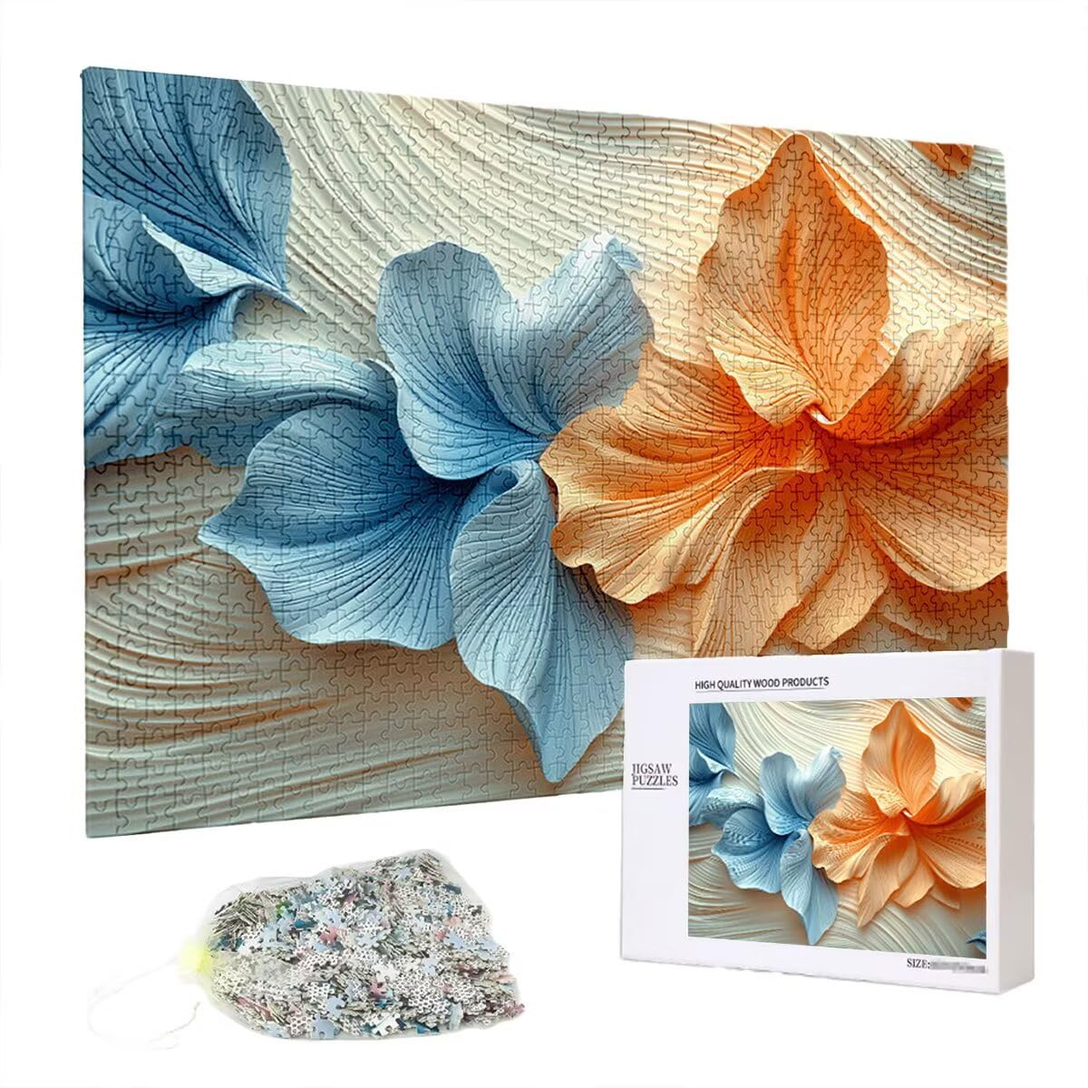 Puzzle 2000 sztuk kwiat dla dorosłych, abstrakcyjne drewniane puzzle dla dorosłych, trudne drewniane łamigłówki, rodzinne gry edukacyjne, łamigłówki z pudełkiem na prezenty dekoracje do domu, prezent