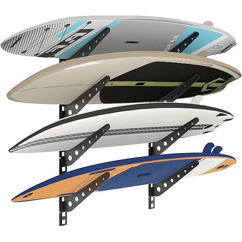 2/3/4/6 Board Horizontal Surfboard Rack, Adjustable Surfboard Wall Mount Display, Surfboard Wall Rack Board Storage Mount System at Home and Garage