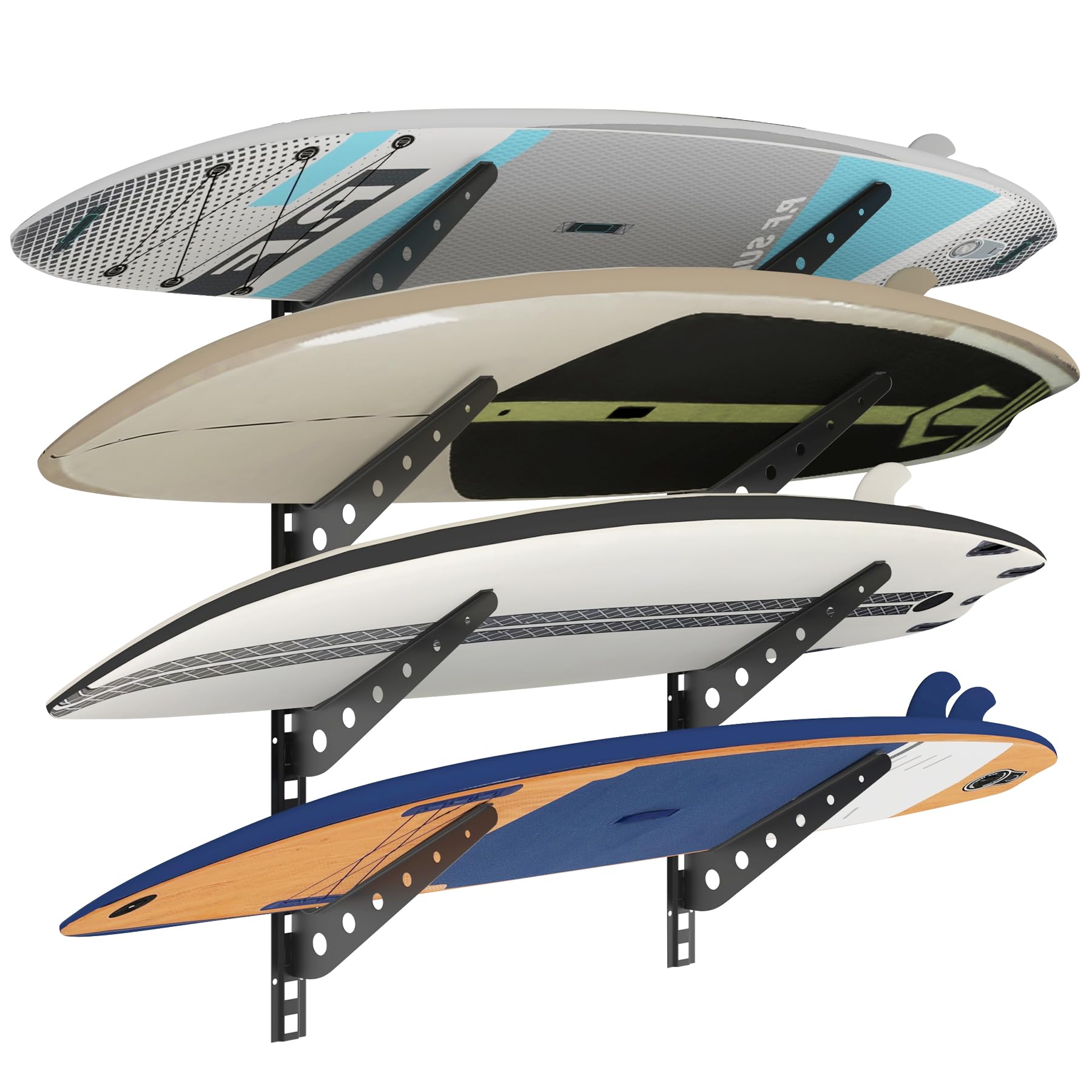 2/3/4/6 Board Horizontal Surfboard Rack, Adjustable Surfboard Wall Mount Display, Surfboard Wall Rack Board Storage Mount System at Home and Garage