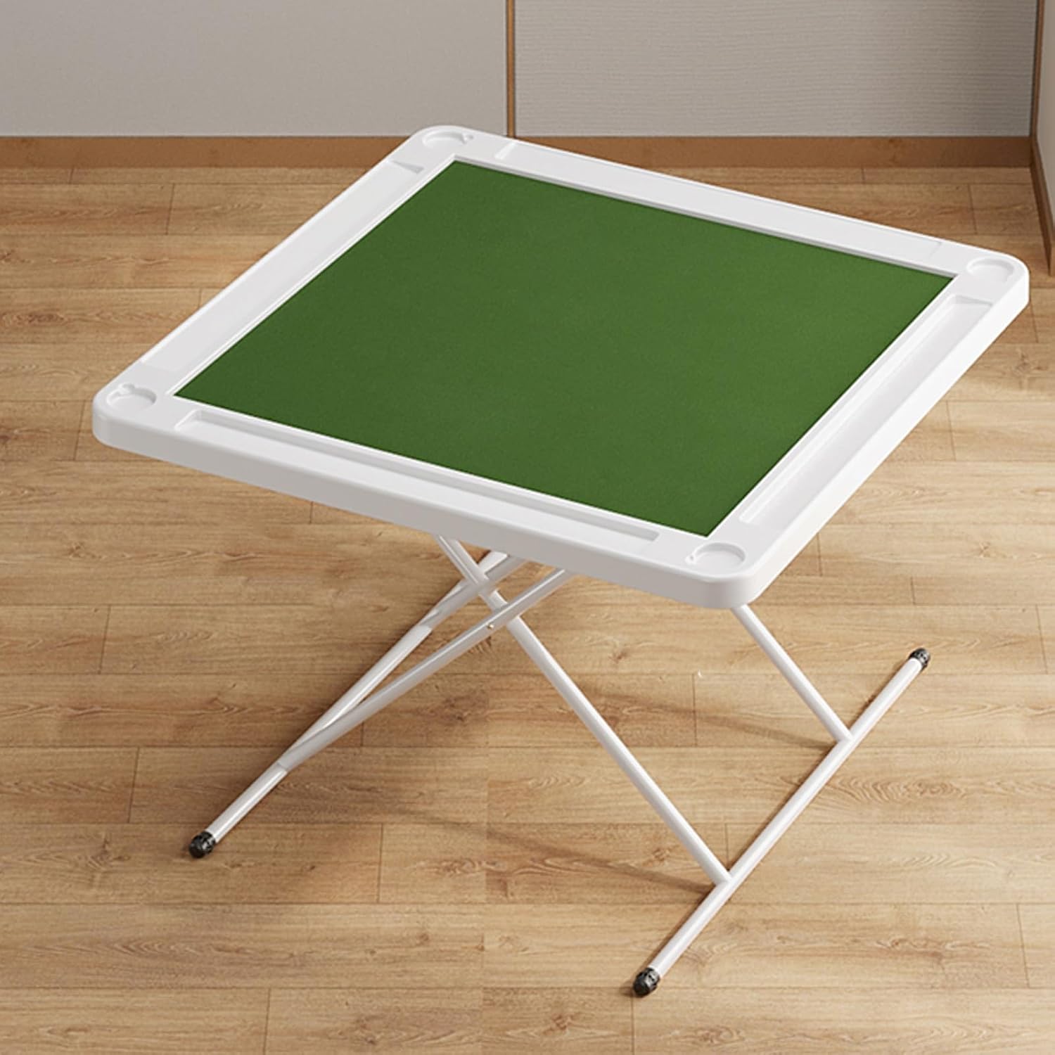 35.5" Mahjong Table, Square Folding Card Table Foldable with Green Felt, Chip Trays and Cup Holders, Portable Domino Game Tables for Poker Domino(102 * 102cm)