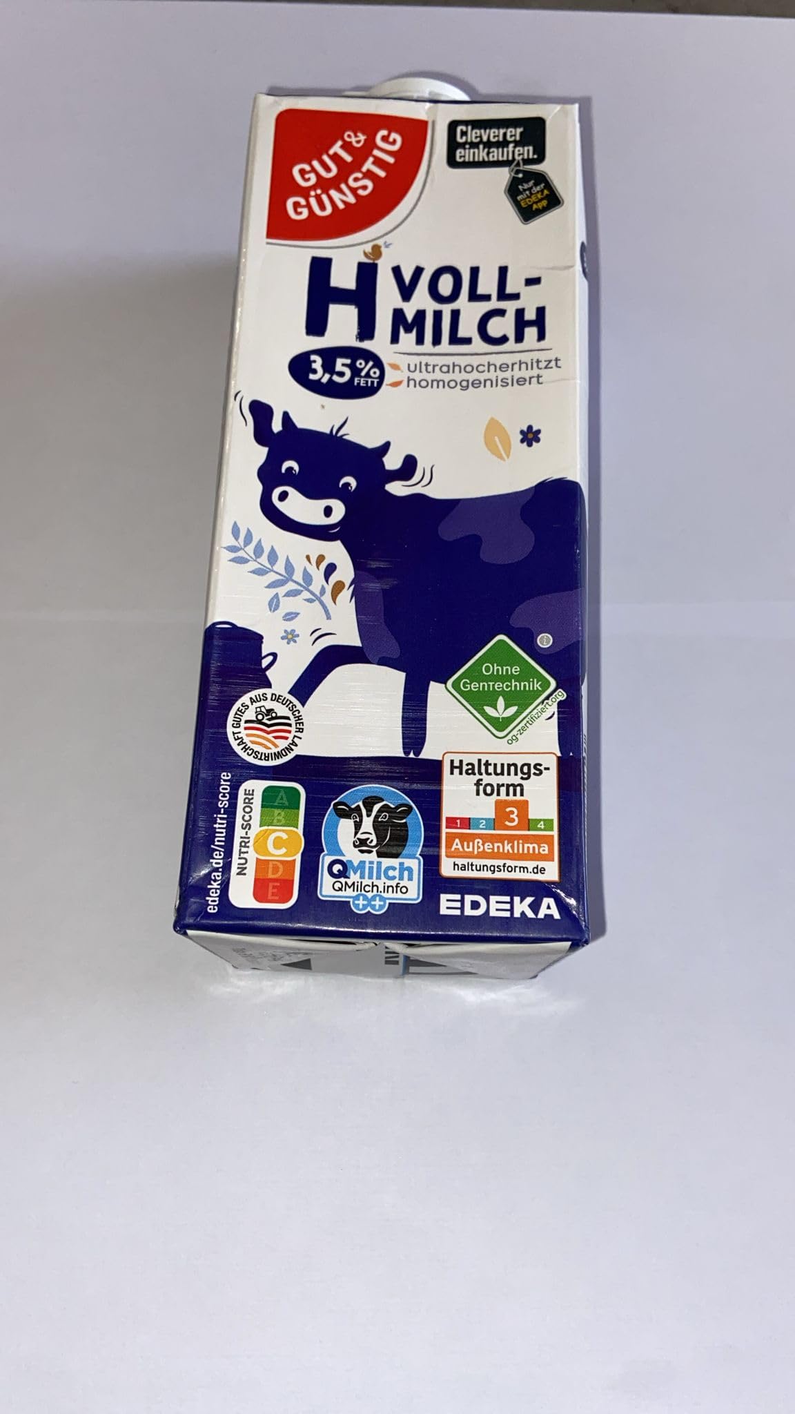 Gut & Günstig Flüssigkeit H-Milch 3.5 Prozent, 12er Pack (12 x 1 l), Karton