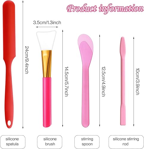 Miniatura 3 de Patelai Kit de 12 varillas de silicona para agitar, cepillos epoxi de silicona, palos de herramientas de agitación, cuchara de mezcla, raspador,