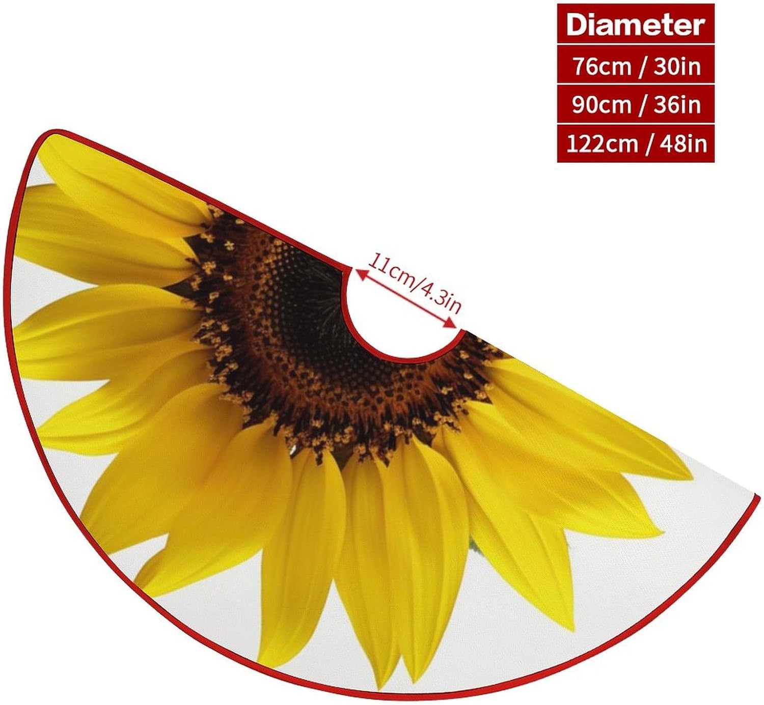 Christmas Tree Skirt 36 Inch Flower Sunflower Xmas Tree Skirt Ornament Christmas Tree Collar for Merry Christmas Party Winter Holiday Christmas Tree Mat Decoration
