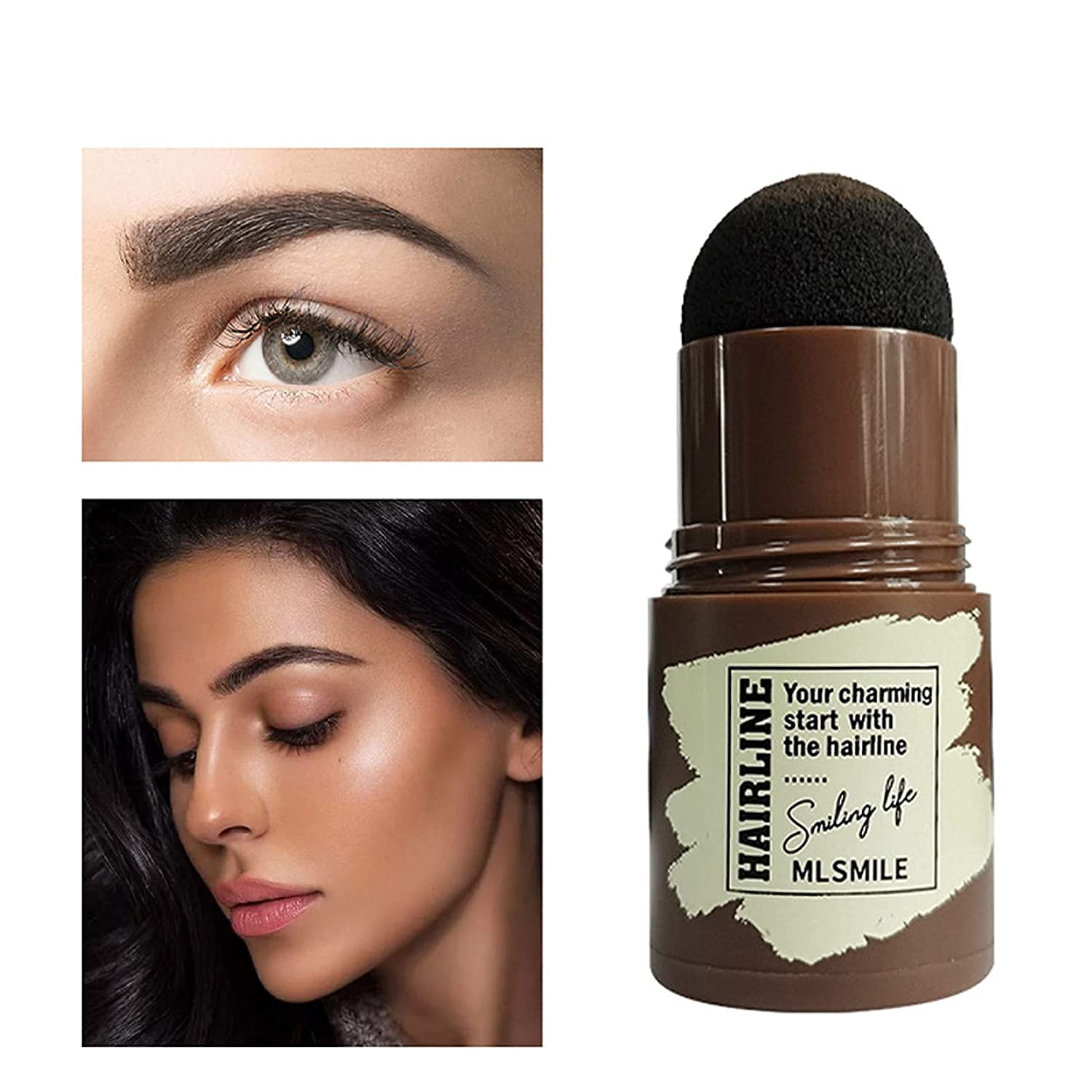 One Step Eyebrow Stamp Shaping Kit，Professional Brow Powder Stamp Makeup with 24 Reusable Eyebrow Stencils , Long Lasting Buildable Eyebrow Makeup (Dark -brown)