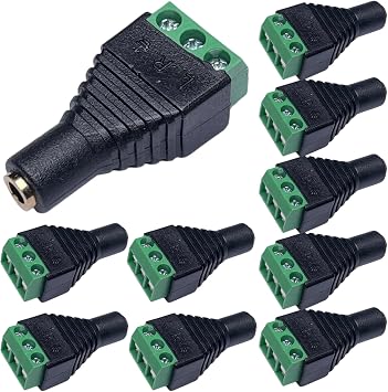 3.5mm Stereo TRS Female Jack to AV Screw Audio Terminal, Solder-Free, Quick Screw Connection for DIY, Test, Measurement, Surveillance, Engineering, 3-Screw Terminal Block Headphone Connector 10 Pack