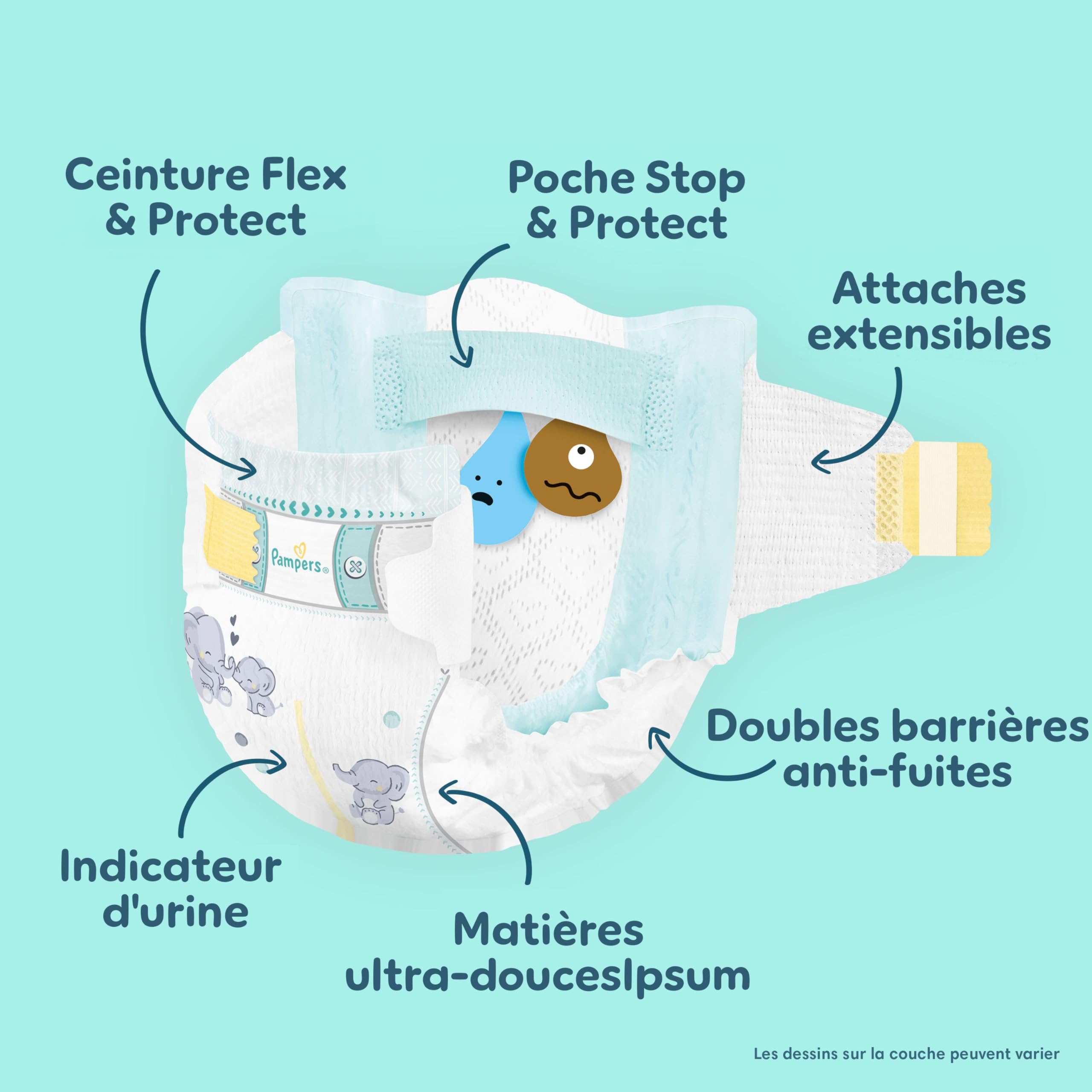 Pampers Premium Protection Taille 0, 30 Langes, 3kg, Notre N°1 Pour La Protection De La Peau Et Contre Les Fuites