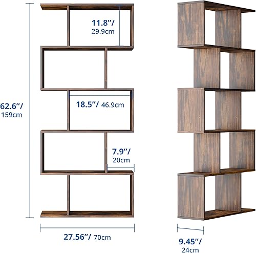 Miniatura 2 de Cozy Castle Juego de 2 estanterías geométricas, modernas en forma de S, estantería separadora de habitaciones, estantería abstracta única de 62
