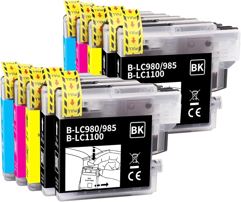 LC-980 LC-985 LC-1100 Replacement Ink Cartridges for Brother LC980XL LC1100XL - Compatible with DCP-J140W 145C 165C 185C 195C 197 197C 373CW 365CN 375CW 385C 390CN 383C C