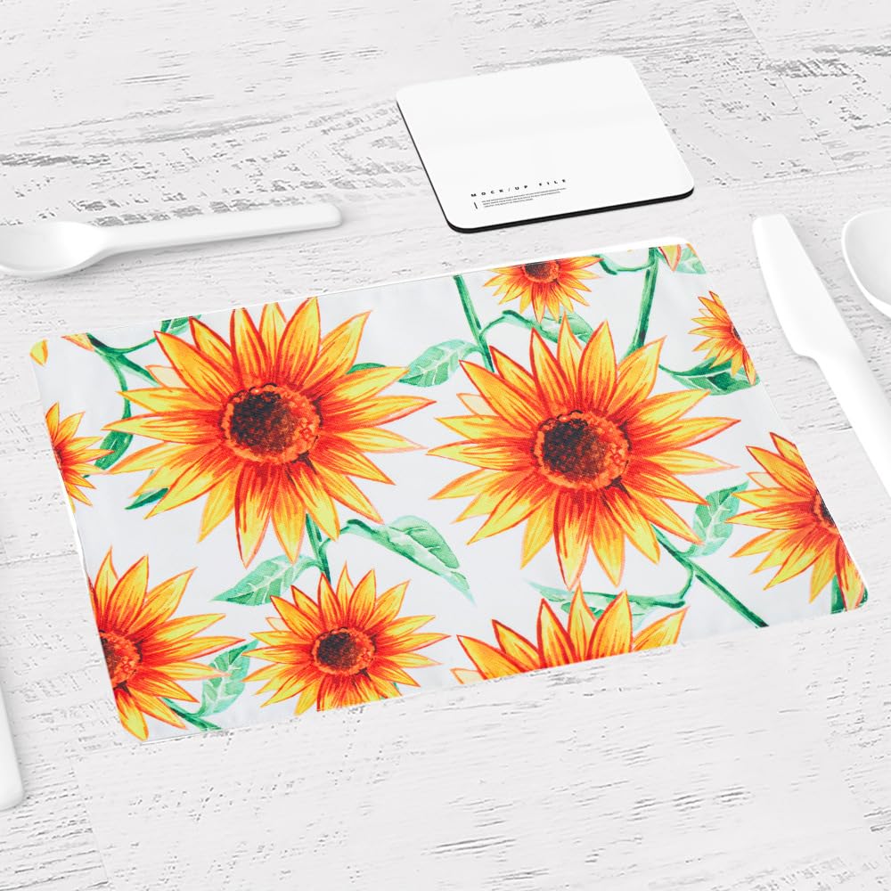 Tovagliette Americane Lavabili Giallo Girasole Rosso Tovagliette Colazione Cotone Lino Sotto Piatti da Tavola Tovagliette Lavabili Tovaglietta Americana Durevole Tovagliette Americana 30x45cm 8 Pcs
