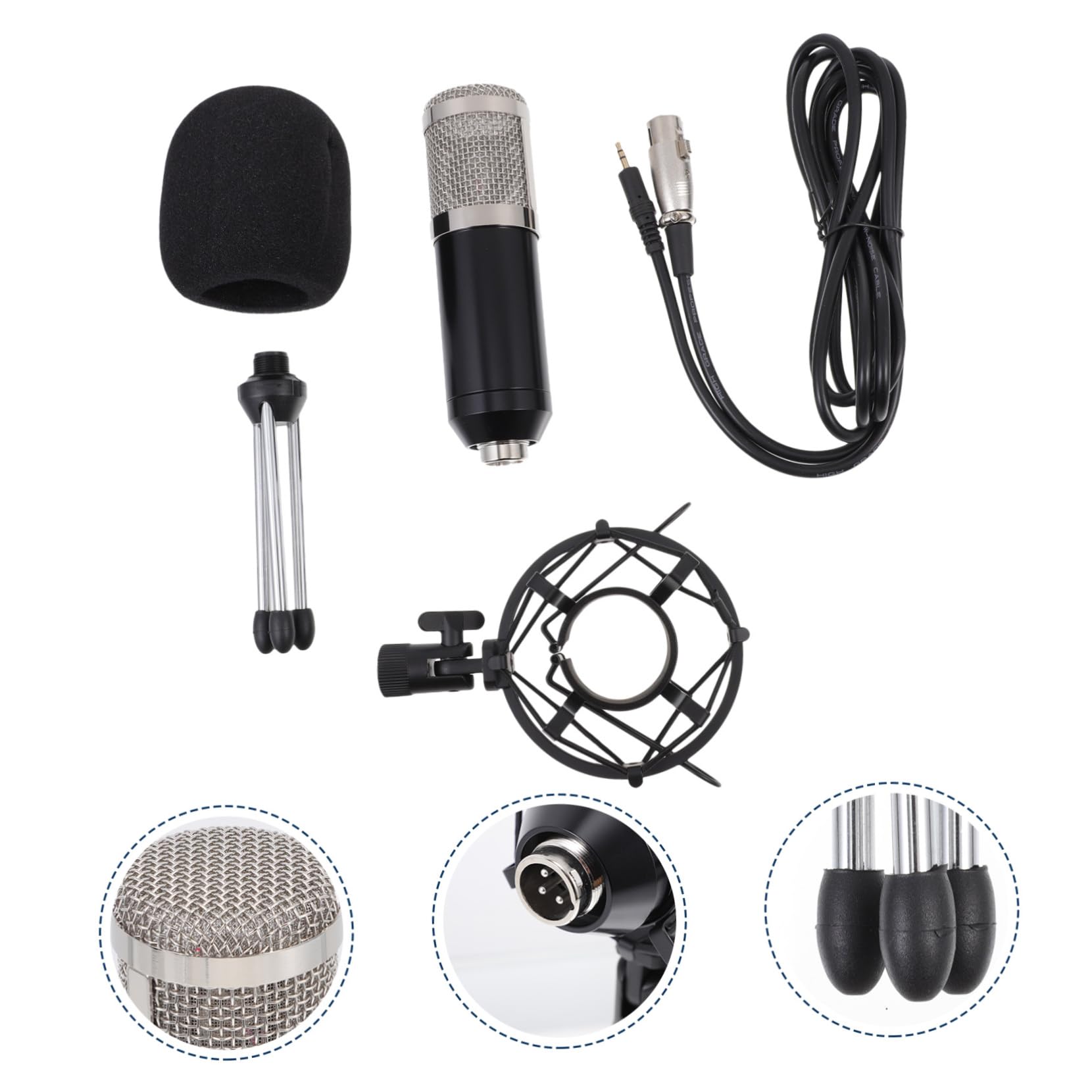SHOWERORO Microphone à Condensateur pour Ktv Chat Musical Accessoire Multifonction Kit De Micros Condensateurs pour Live Et Réunion
