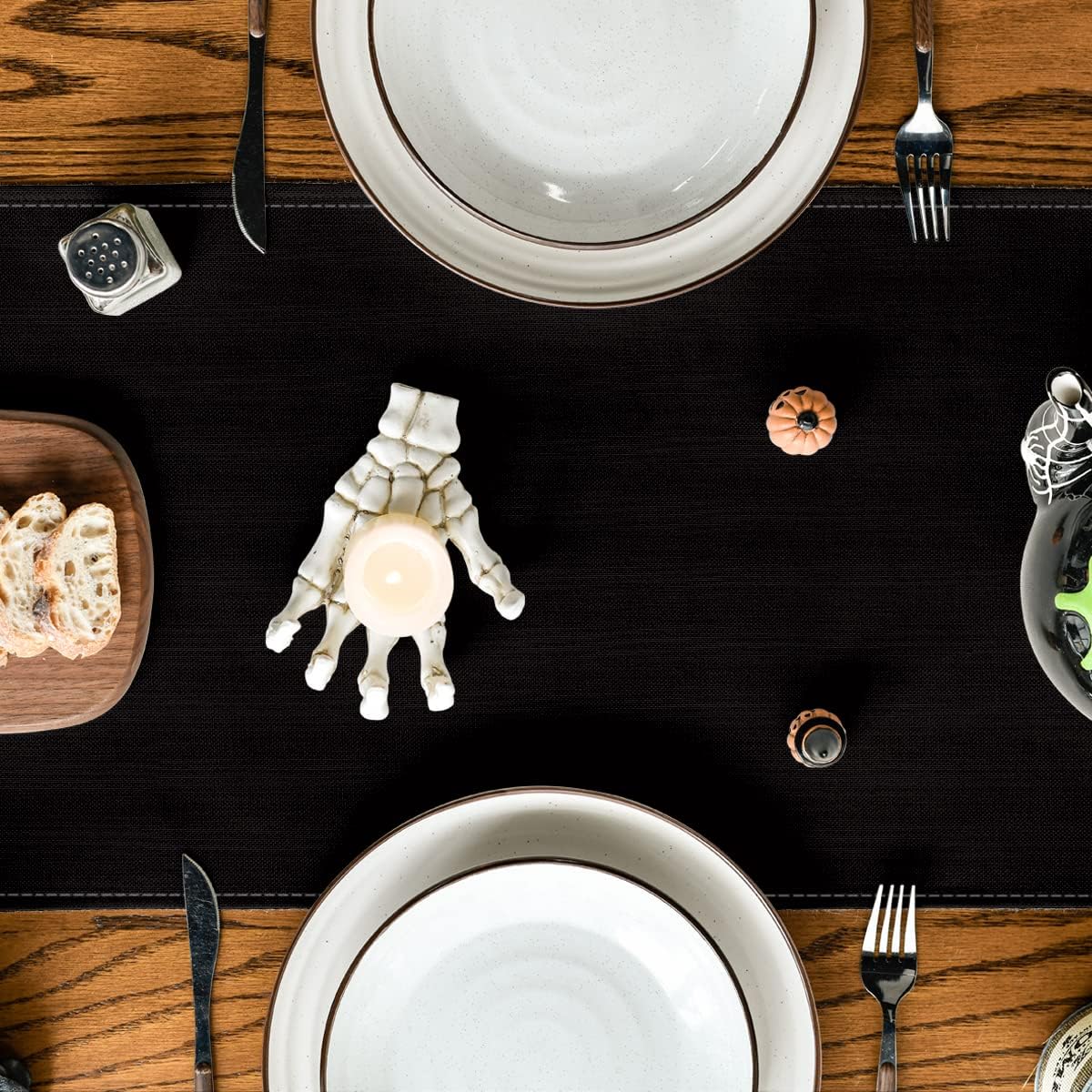 Artoid Mode Hocus Pocus Black Table Runner, Seasonal Halloween Holiday Kitchen Dining Table Runners for Indoor Outdoor Home Party Decor 13 x 72 Inch