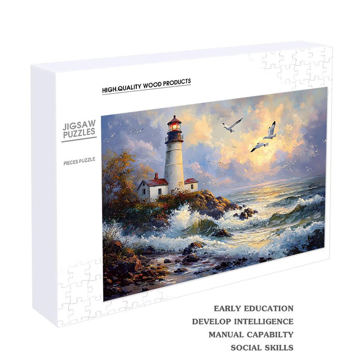 Puzzle para Adultos 3000 Piezas, Gaviota Faro Puzzle, Difícil, Desafiante, Rompecabezas Encajan Perfectamente, Letras en la Parte Posterior, sin Polvo, Regalo para Personas Mayores 122x80cm s-254