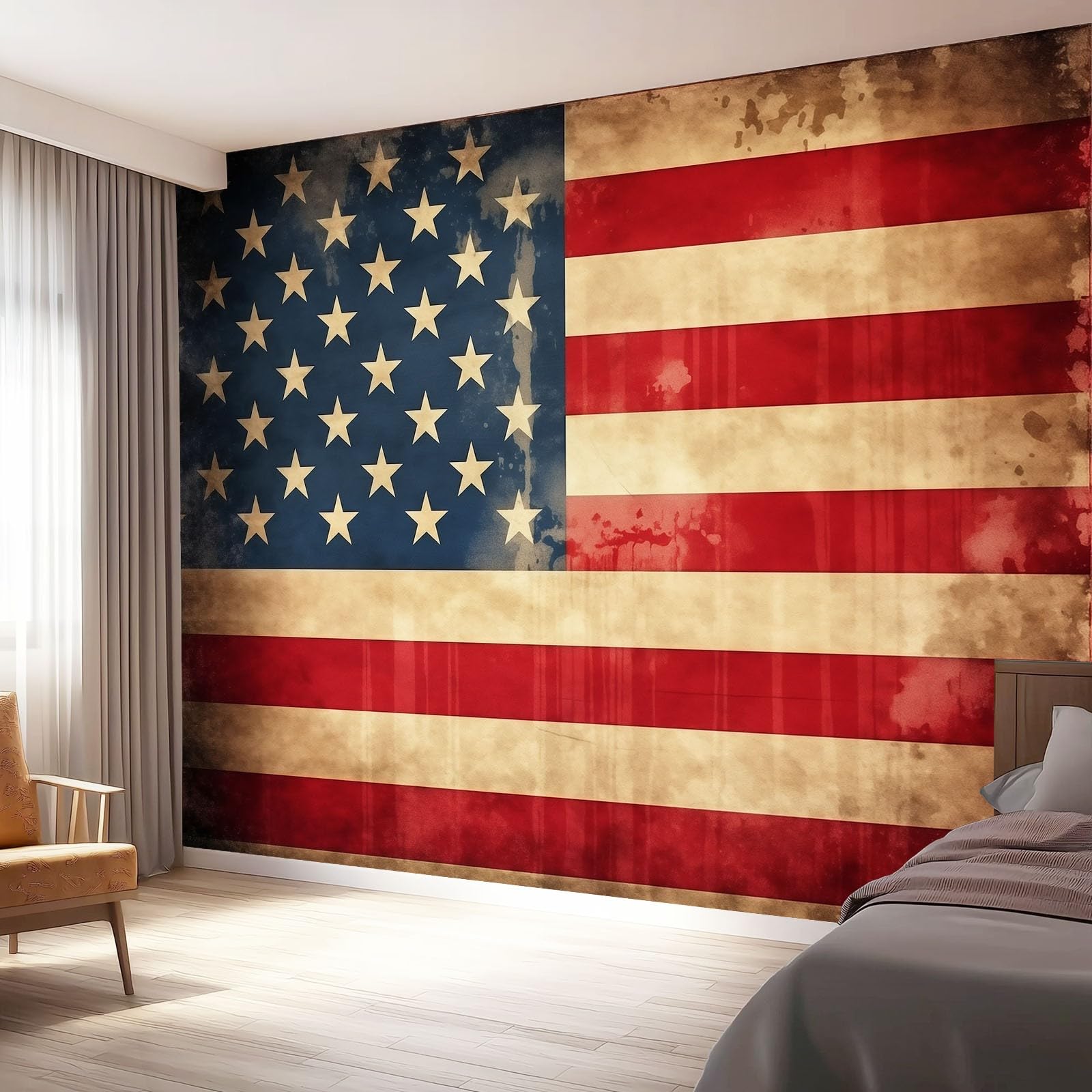 Tapeta 3D z włókniny 3D flaga retro 350 x 256 cm tapeta ścienna do salonu sypialnia kolorowa