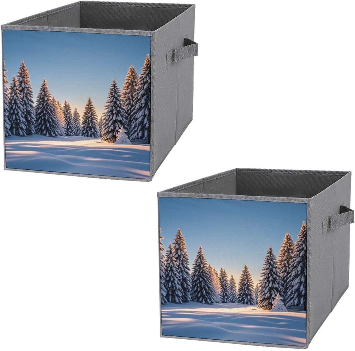 A Forest And Countryside Foldable Storage Box with Handles, Durable Oxford Storage Cubes, 2PCS Collapsible Closet Organizer for Home, Shelf, Office, Travel