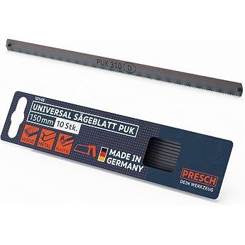 Presch Universal Saw Blade PUK 150 mm Pack of 10 - Original PUK Saw Blades Set for Hand Saws - Universal Saw Blade 150 mm for Wood Metal and Plastics - Puk Saw Blades Set