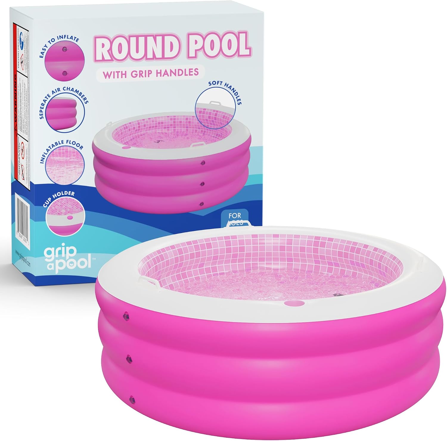 Amazon.com: GRIP A POOL Inflatable Round Swimming Pool with Blow Up ...