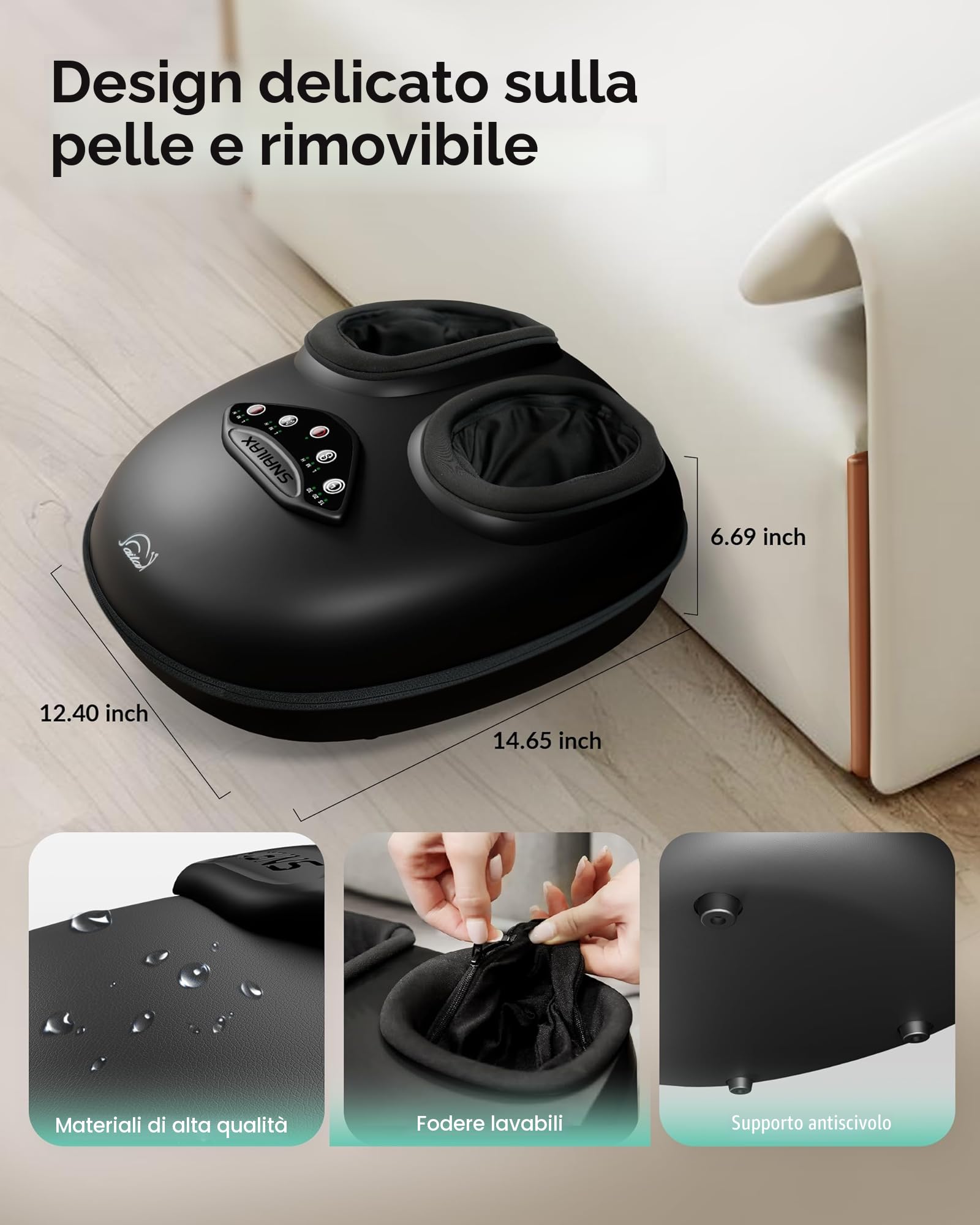 Snailax Massaggiatore per piedi con calore, Shiatsu massaggiatore per piedi per fascite plantare, Impastamento profondo, Compressione, Massaggio plantare a vibrazione, Regali per uomini donne
