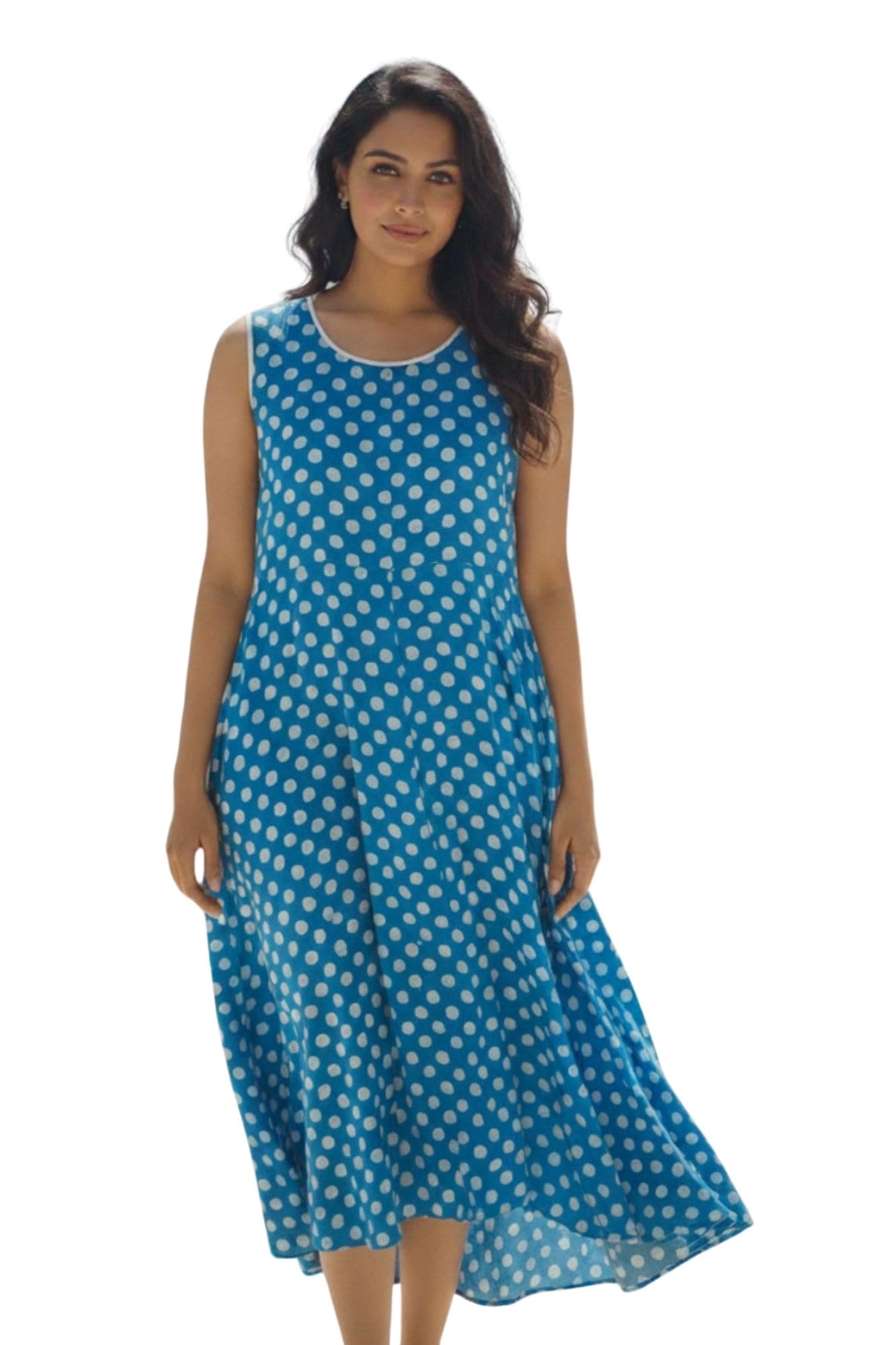 momzjoy Polka Blue Maternity & Nursing Dress-picture-34