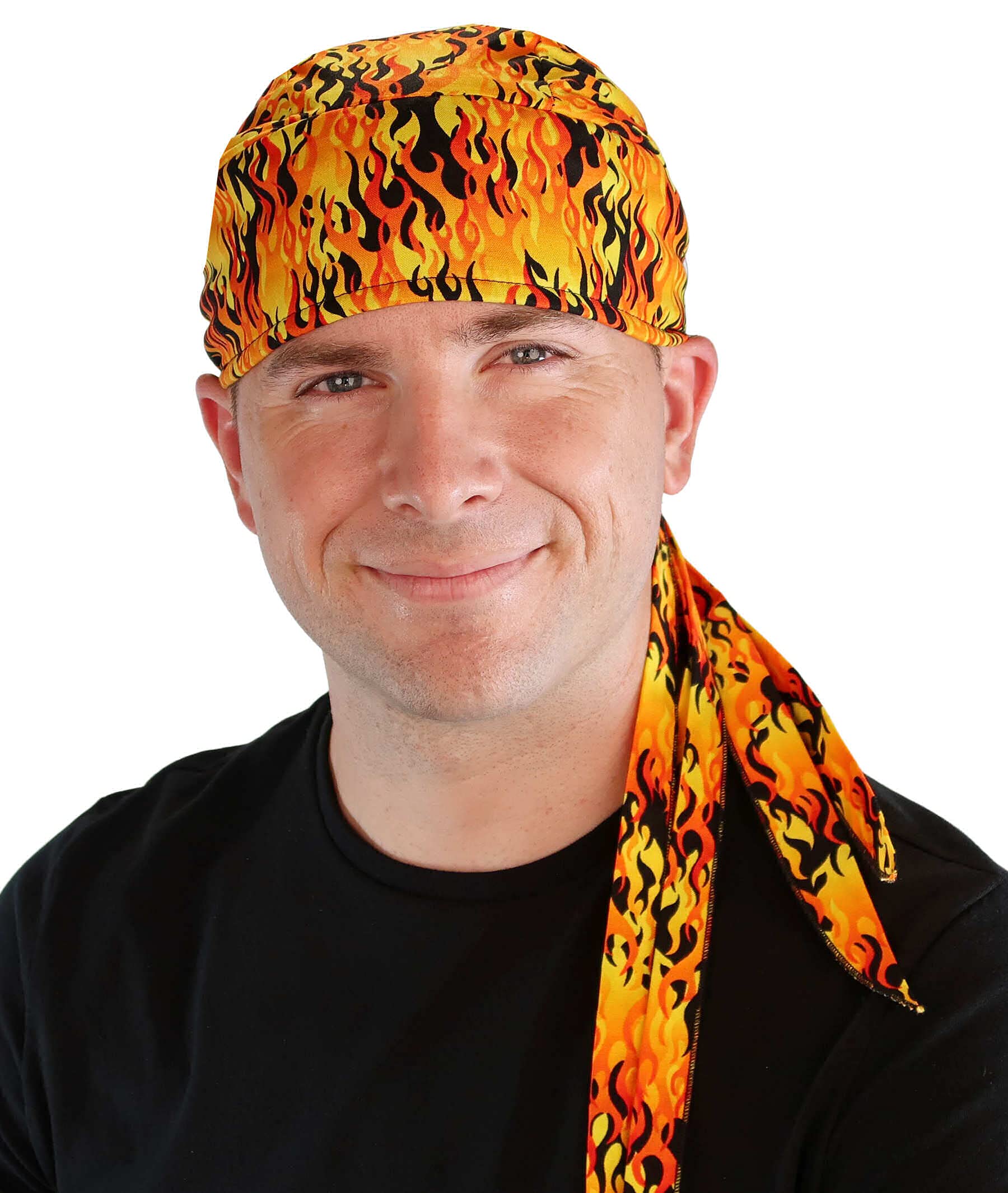 Sparkling EARTH Raw Flames Nomad 10 Tail Skull Caps - American Made Skull Caps Doo Rags Do Rag