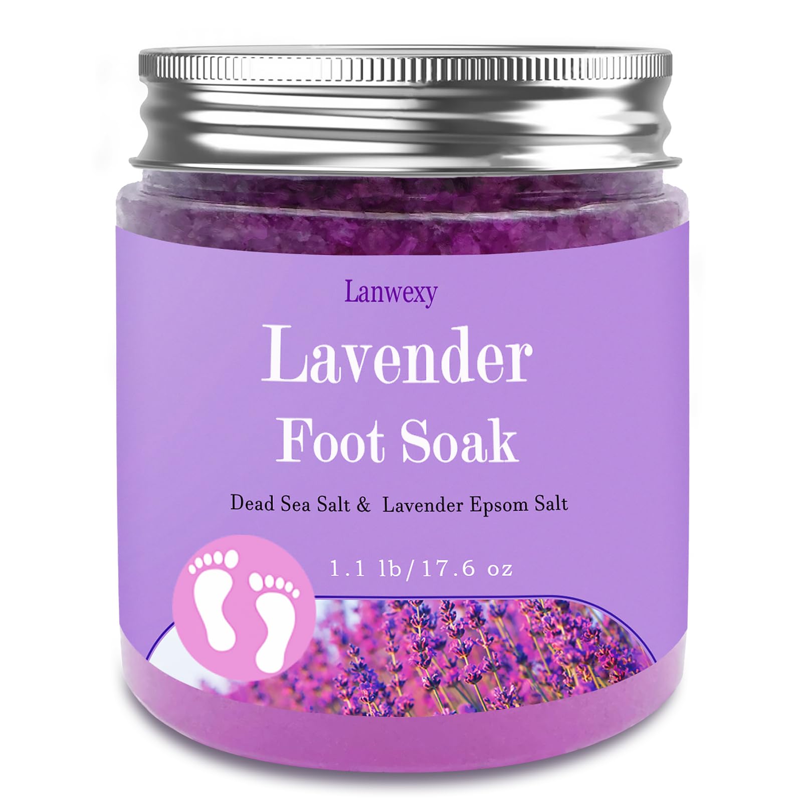Lavender Foot Soak with Epsom Salt and Sea Salt. Organic Natural Handmade Spa Pedicure Care For Foot Callus, Dry Cracked, Tired Feet, Stubborn Foot Odor Scent.(1.1 Lbs?