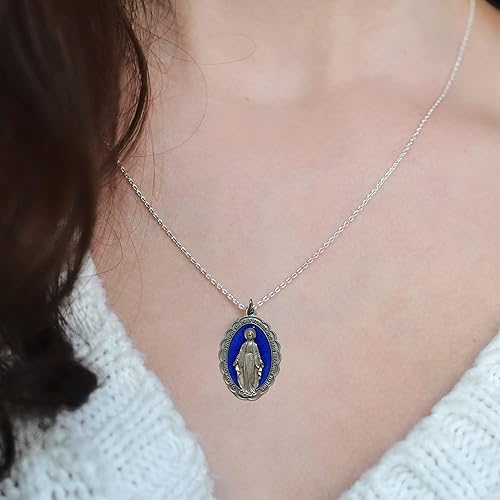 Miniatura 4 de Medalla esmaltada con oración con colgante de Nuestra Señora de Gracia de la Virgen de Gracia con oración, milagrosas medallas devocionales para