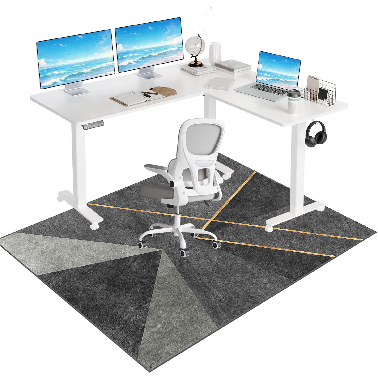 Office Chair Mats for Parquet, Office Carpet Protector Chair Mat, Carpet Chair Mats, Floor Protector for Office Chair, Gaming Chair Mat Protective, 60 x 70 cm Office Chair Mat for Hardwood Floor