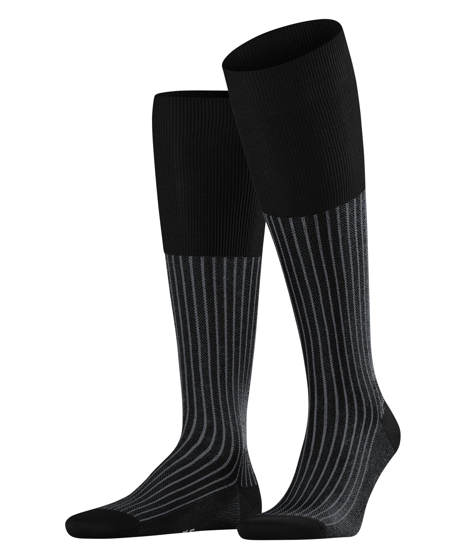 FALKE Herren Kniestrümpfe Oxford Stripe M KH Baumwolle lang gemustert 1 Paar, Schwarz (Black-Mix 3010), 43-44