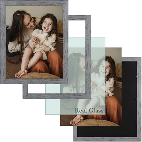 Miniatura 2 de Frametory, Marco de póster de 16 x 20 pulgadas, marcos grises de grano envejecido para fotos o fotos de 16 x 20 pulgadas, diseño moldeado ancho con