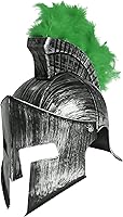 Vista 37 de Nicky Bigs Novelties Casco medieval de caballero griego espartano, disfraz de gladiador dorado, casco romano con máscara facial plegable
