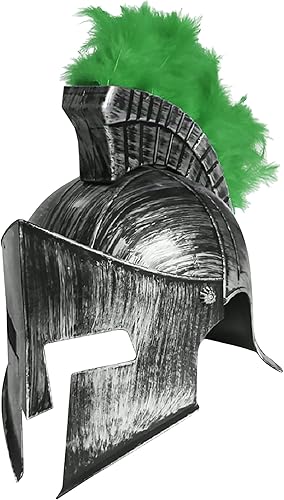 Miniatura 37 de Nicky Bigs Novelties Casco medieval de caballero griego espartano, disfraz de gladiador dorado, casco romano con máscara facial plegable