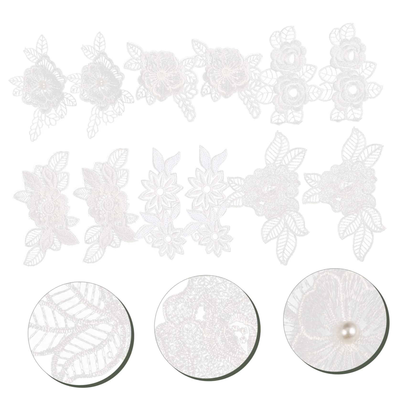 TEHAUX 60pièces Patches Dentelle Fleurie Pour Vêtements Appliques De Broderie Pour Réparation Et Décoration De Robes Styles Variés