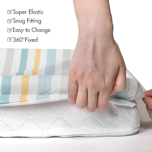 Miniatura 7 de Gllquen Baby Paquete de 4 sábanas de moisés, transpirable, acogedora, sábana bajera elástica para cuna de viaje, patrón floral de moda, sábanas