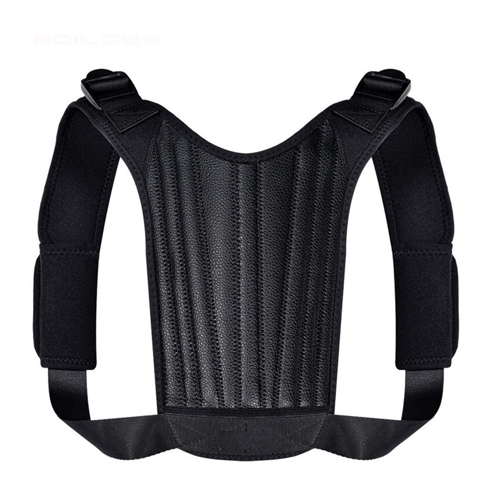 Soporte de Espalda de Cuero Corrector de Postura de Columna Vertebral 3 resortes Soporte Hombro Espalda Brace cinturón Ajustable Spining Correa Recta Unisex