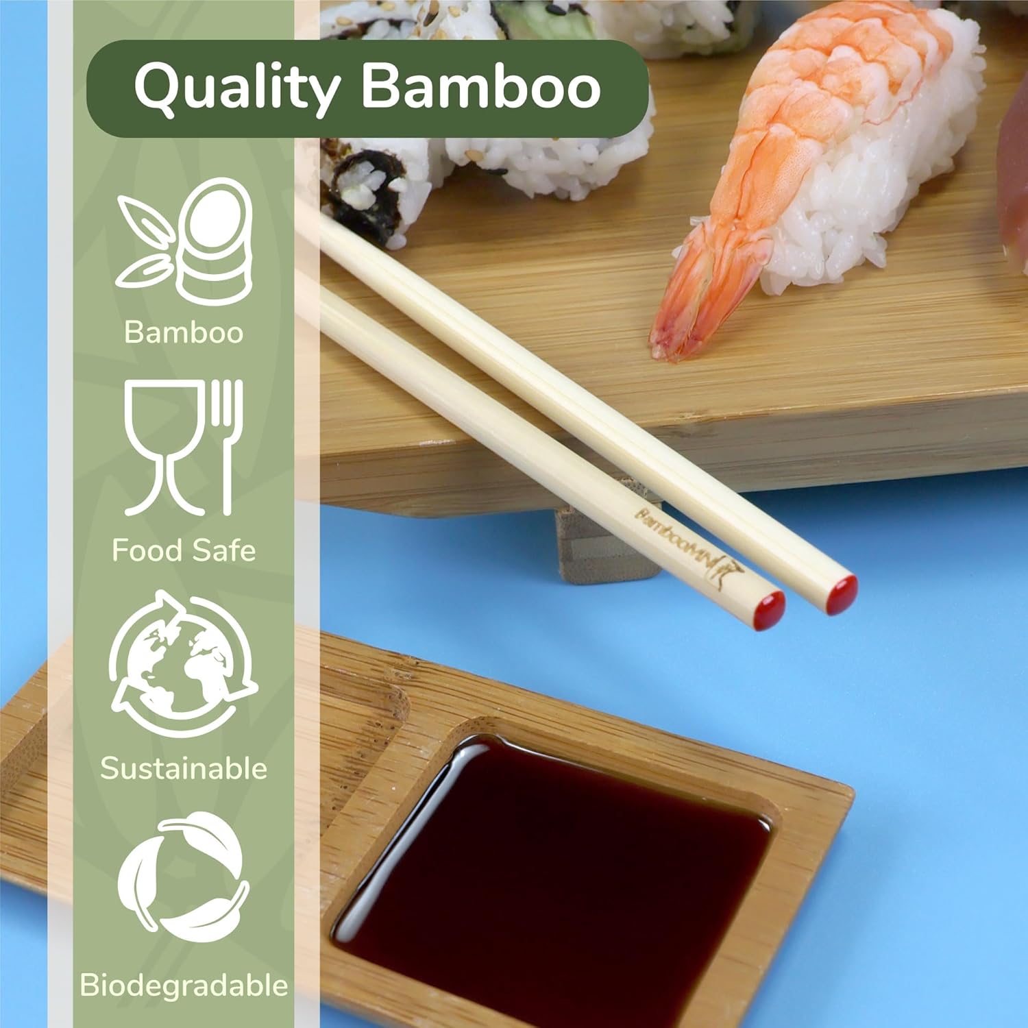 BambooMN Premium 5.9" - Mini Bamboo Chopsticks, Pocket Sized, Smaller Sized for Training, and Travel - 120 Pairs